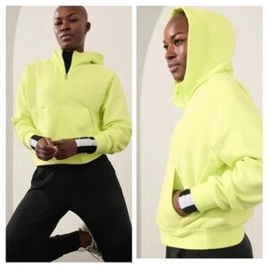 ATHLETA Easy Fleece 1/2 Zip Hoodie In Citron